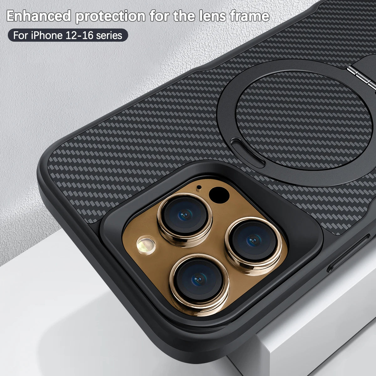 Luxe Koolstofvezel Magnetische Beugel Telefoon Case Voor iPhone 16 15 14 13 12 Pro Max Shockproof Back Cover voor iphone 16 15 Pro ver