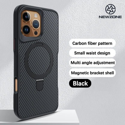 Luxe Koolstofvezel Magnetische Beugel Telefoon Case Voor iPhone 16 15 14 13 12 Pro Max Shockproof Back Cover voor iphone 16 15 Pro ver